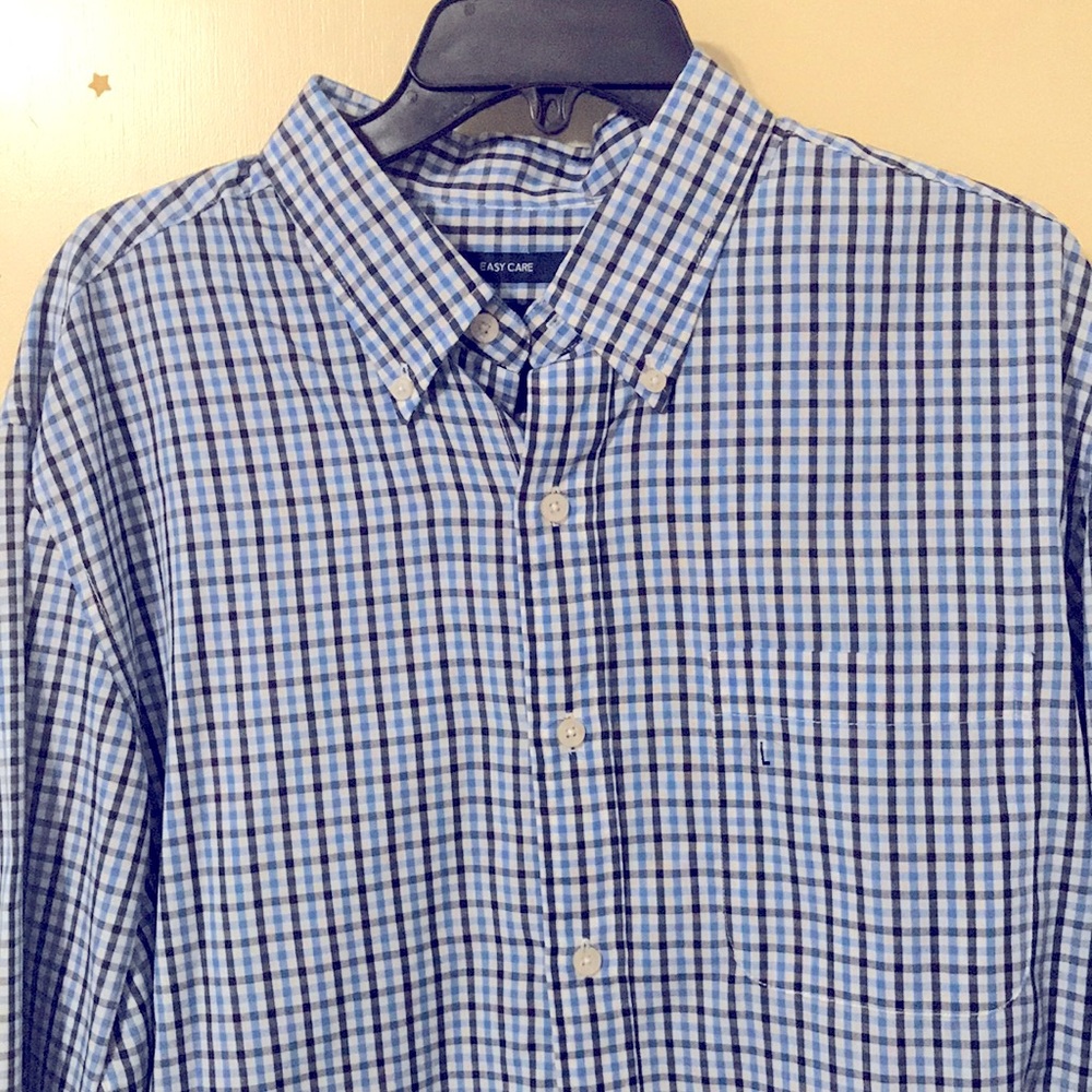 NWOT Saddlebred Easy Care Long Sleeve Shirt. Blue and Grey plaid shirt.. Size L